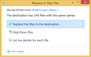 Make sure you choose to replace any files when Windows prompts you.