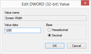 Adding a custom resolution to Dungeon Keeper 2 - Make sure "Decimal" is set under "Base"!