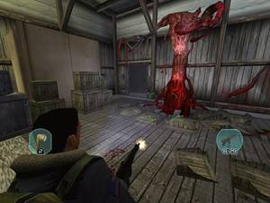 Fighting the gruesome thing. This is how the game would have appeared on an older PC.